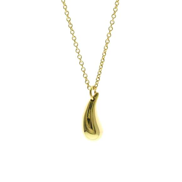 Tiffany Teardrop Necklace Yellow Gold (18K) No Stone MenWomen Fashion Pendan...